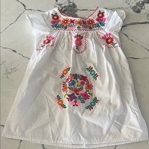 Unik White Dress with Vibrant Floral Embroidery
